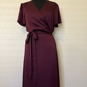 ✨ Banana Republic New With Tags women’s burgundy silky wrap dress size L tall👗